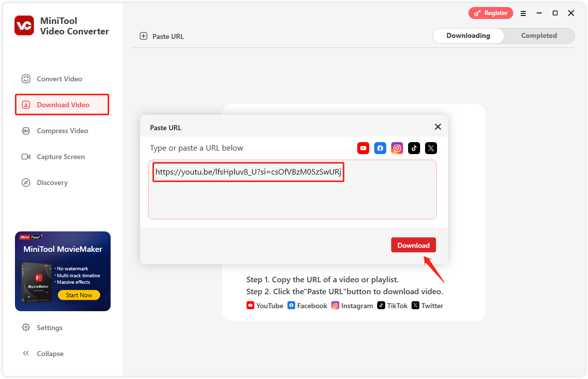 Video Download im MiniTool Video Converter