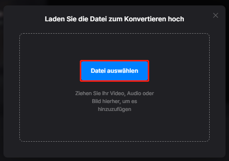 zum Upload der ASF-Datei klicken Sie auf „Datei auswählen“