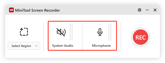 Auf die Symbole für Systemaudio und Mikrofon klicken