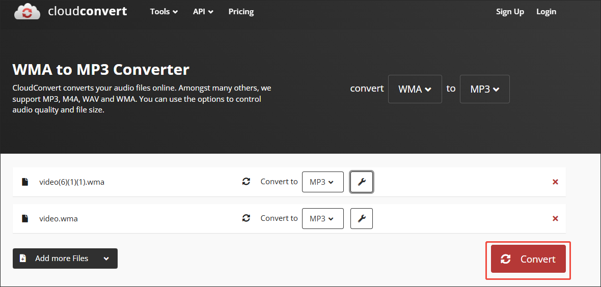 Click on Convert in CloudConvert to begin the conversion process