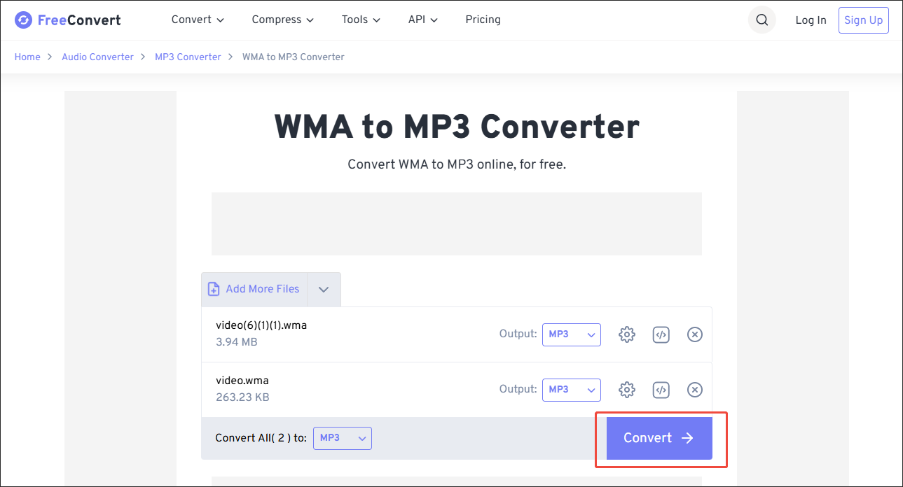 Click on Convert in FreeConvert to begin the conversion process