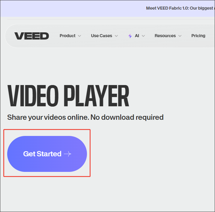 Click on Get Started in VEED.IO to enter the main interface