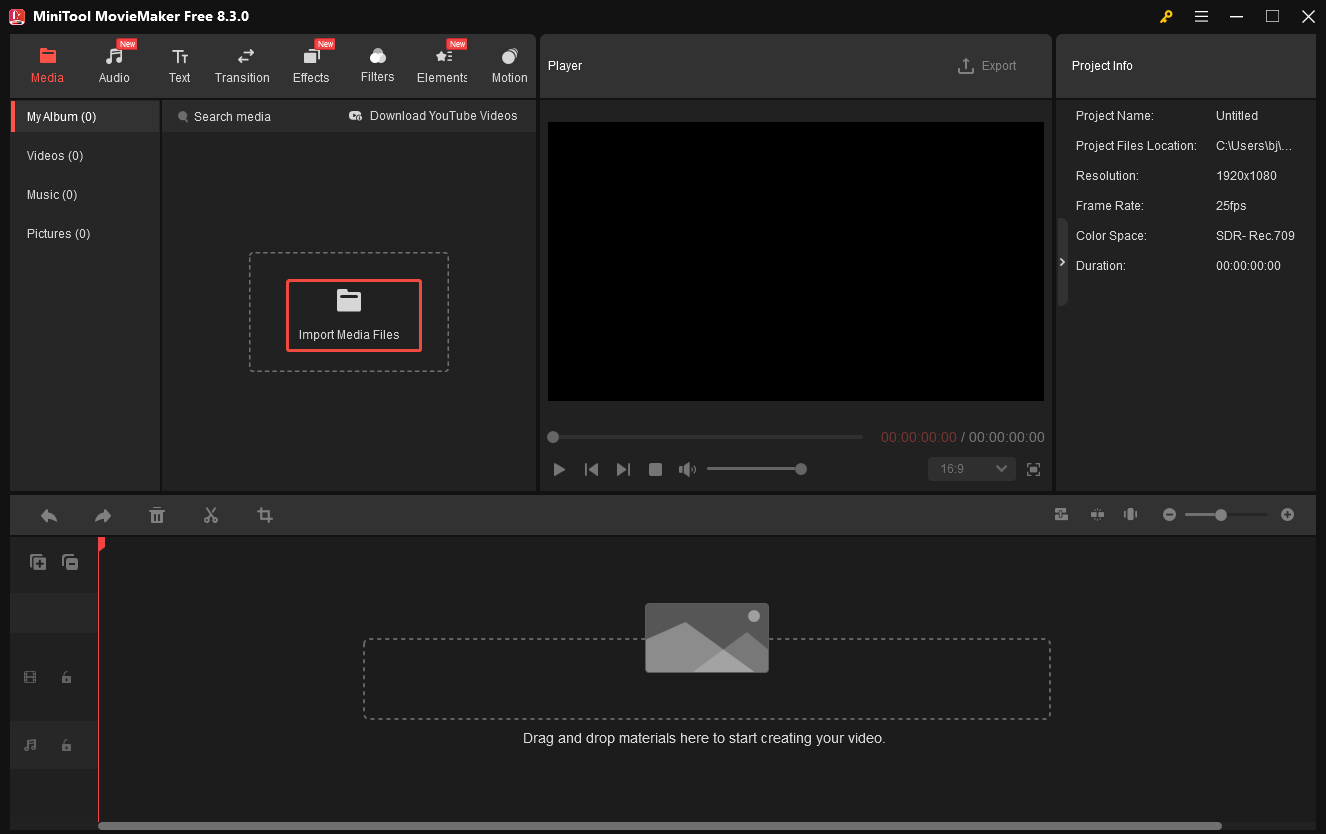 Click on Import Media Files in MiniTool Video Converter to import your M4A files