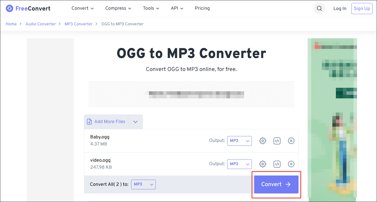 Click on Convert in FreeConvert to start the conversion process