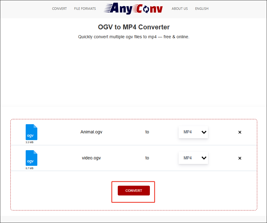 Click on CONVERT in AnyConv to begin the conversion tasks