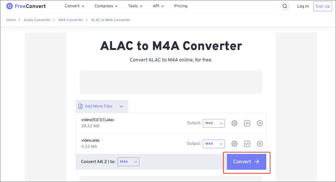 Click on Convert in FreeConvert to start the conversion process