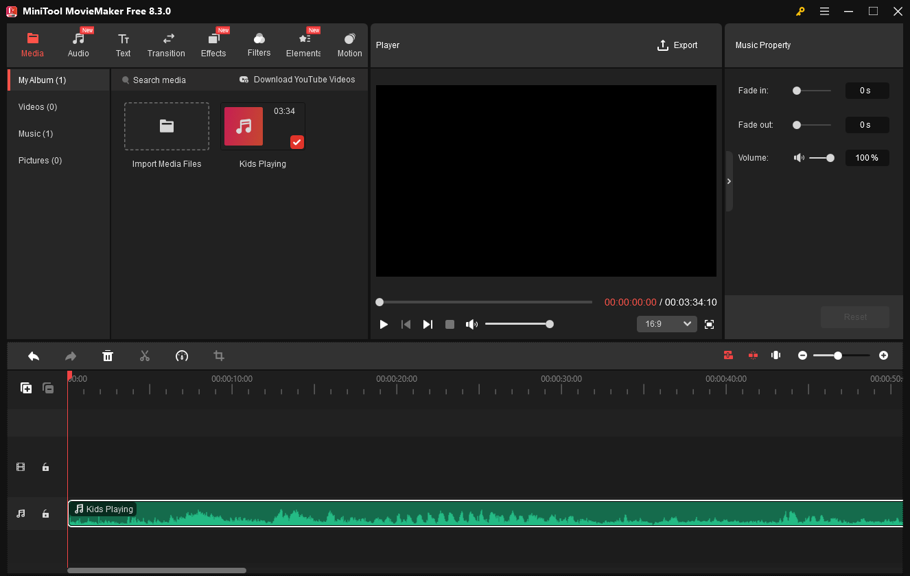 The user interface of MiniTool MovieMaker