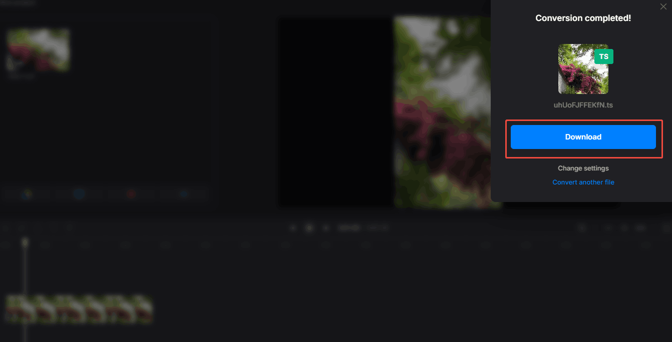 On the Clideo Video Converter’s page of converting, click on the Download option to save the converted file