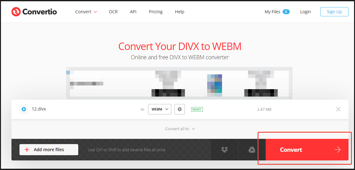 Click the Convert button in Convertio to start the conversion