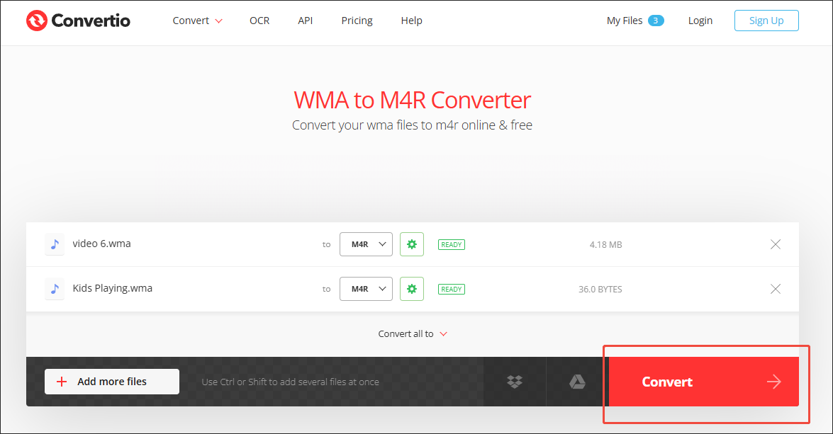 Click on Convert in Convertio to begin the conversion process