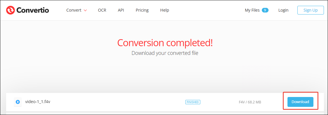 Click on the Download button in Convertio to save and check the converted file