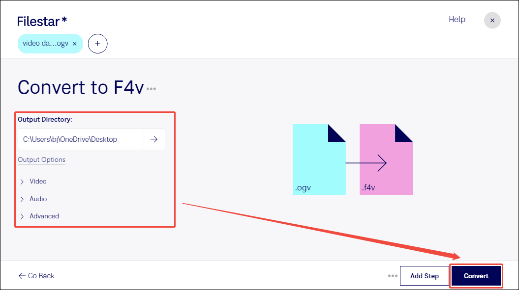Choose a storage location and click the Convert button in Filestar to start the conversion