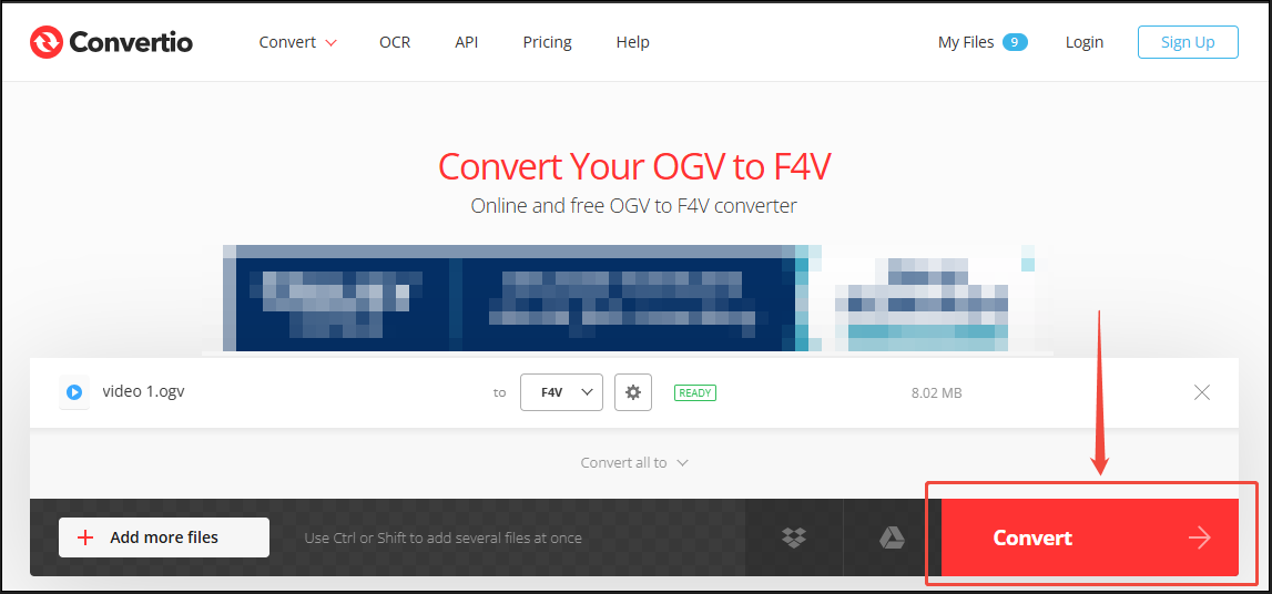 Click the Convert button in Convertio to start the conversion process