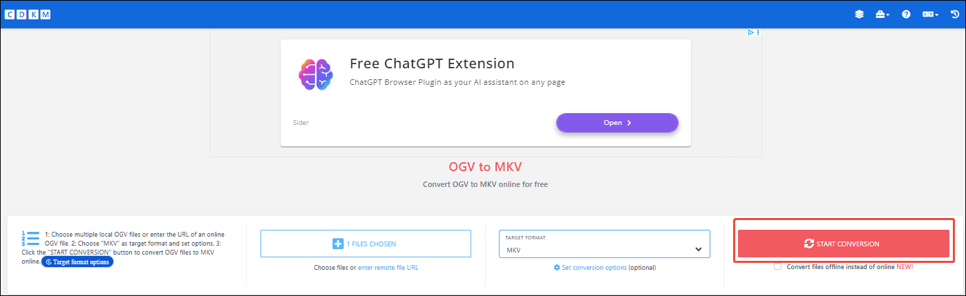 Click on the START CONVERSION button to start the conversion process