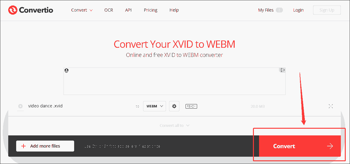 Click the Convert button in Convertio to begin the conversion