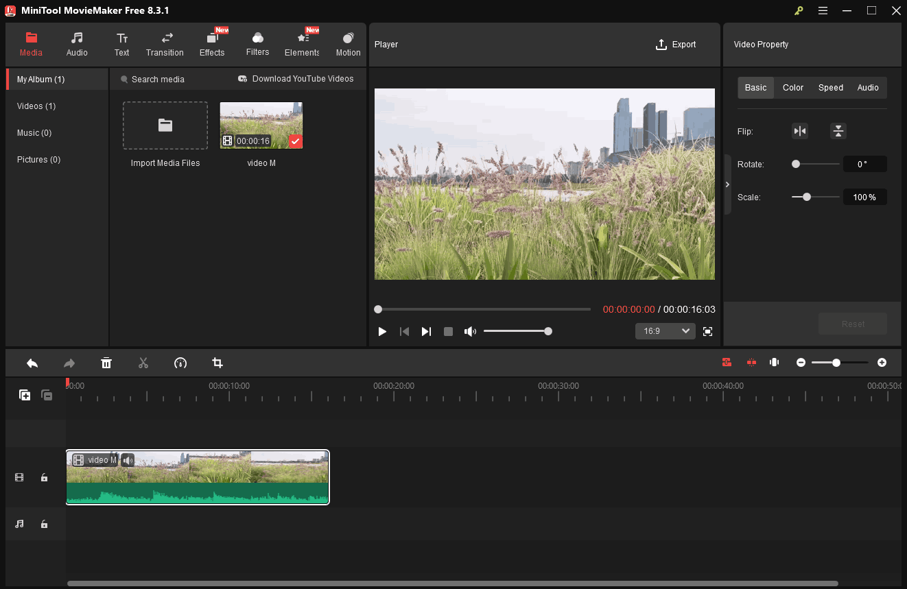 The interface of MiniTool MovieMaker