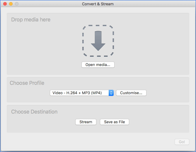 VLC Media Playerで出力形式を選択する