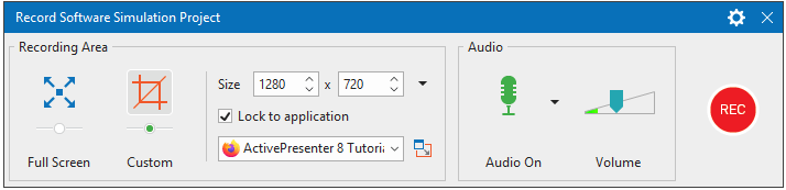 ActivePresenterで「Lock to application」オプションにチェックを入れる