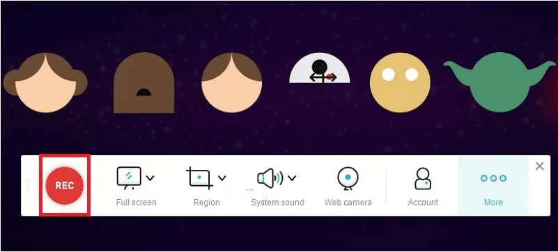 AceThinker Online Screen Recorderで「REC」をクリックして録画を開始する