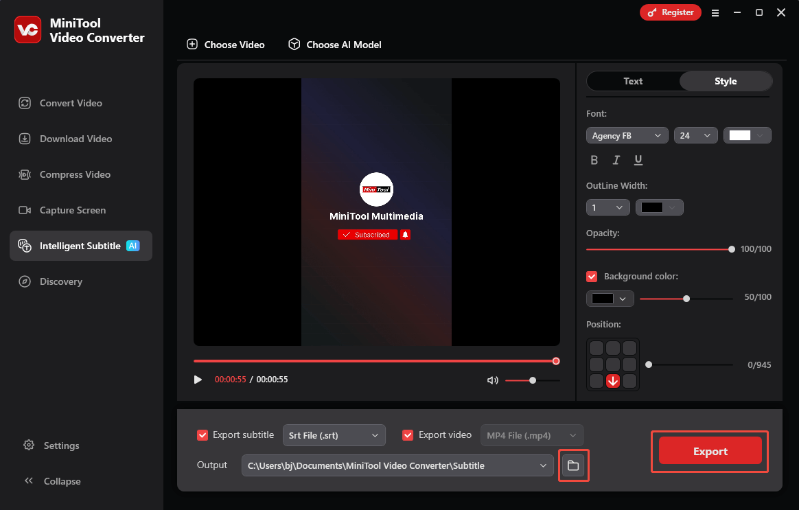 Click on the Export button in MiniTool Video Converter to begin the export process and check the output files