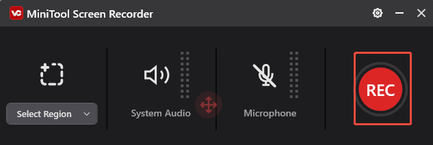 Click the REC button in MiniTool Screen Recorder window of MiniTool Video Converter to start the recording process
