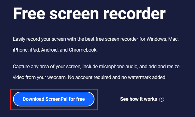 「Download ScreenPal for free」をクリックする
