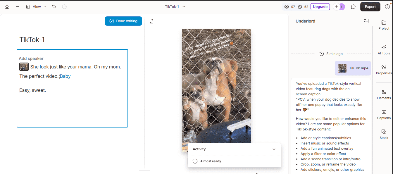 Edit the TikTok subscription and video in Descript