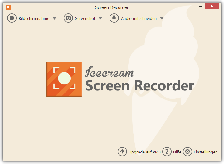 Oberfläche von Icecream Screen Recorder