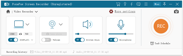 Oberfläche von FonePaw Screen Recorder