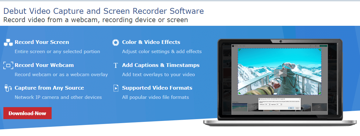 Oberfläche von Debut Video Capture