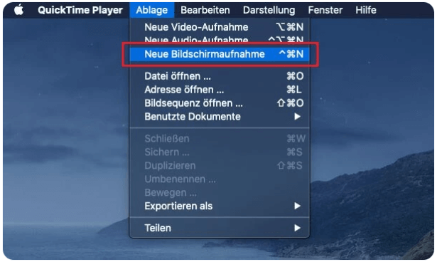Bildschirmaufnahme mit QiuckTime Player machen