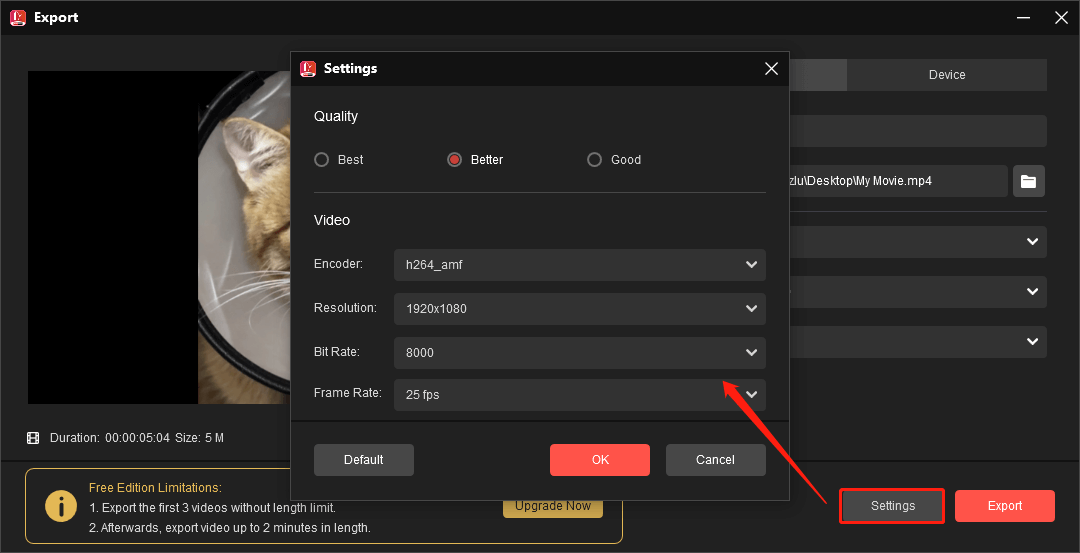 MiniTool MovieMakerでインポート設定を行う