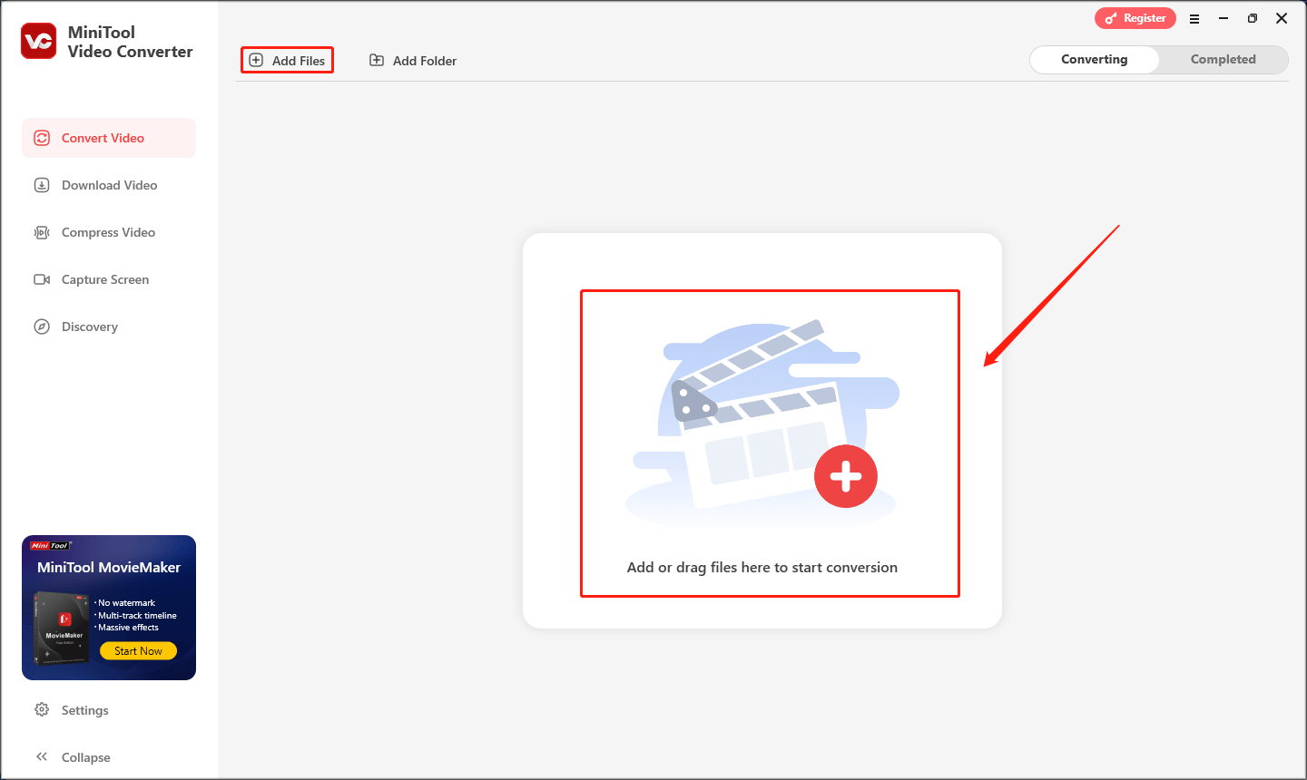 zu konvertierende MKV-Datei über „Dateien hinzufügen“ in MiniTool Video Converter importieren