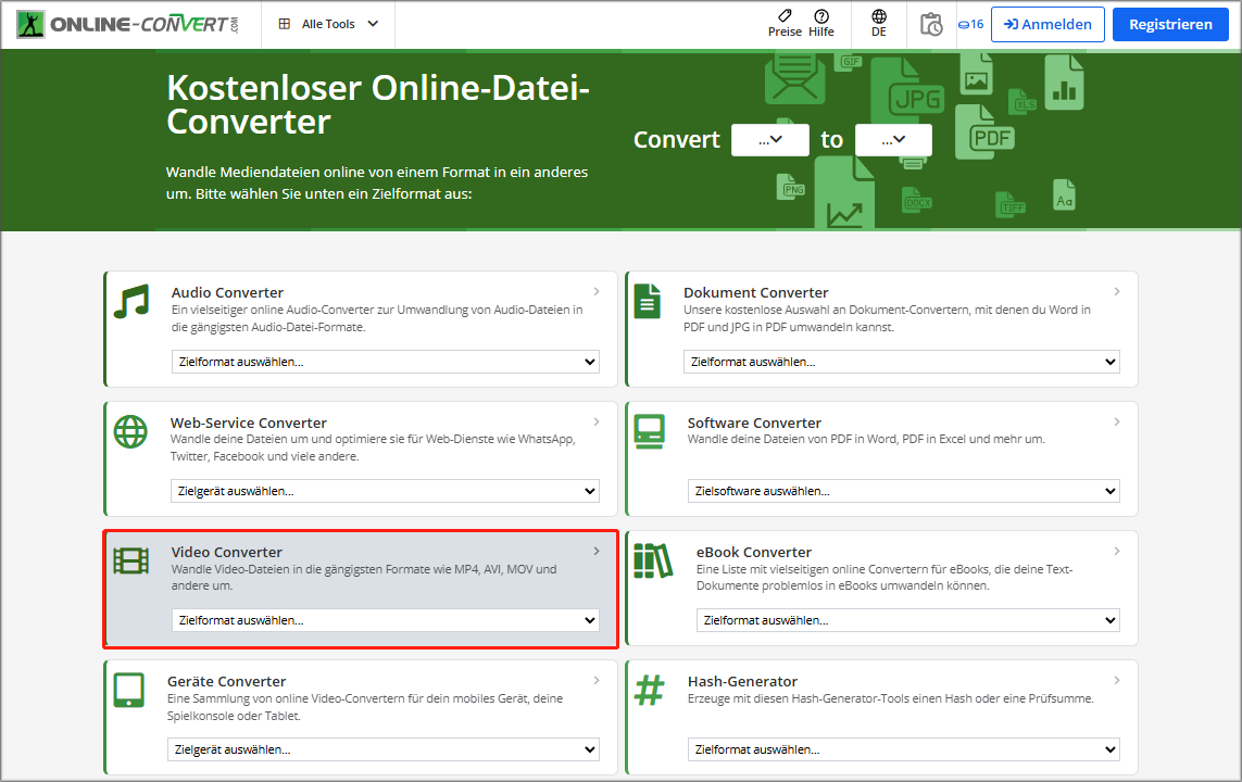 auf „Video Converter“ klicken