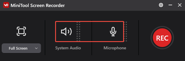 Click on the audio icons in MiniTool Screen Recorder to manage the audio recording