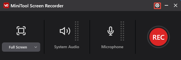 Click on the Settings icon in MiniTool Screen Recorder to enter the Settings window