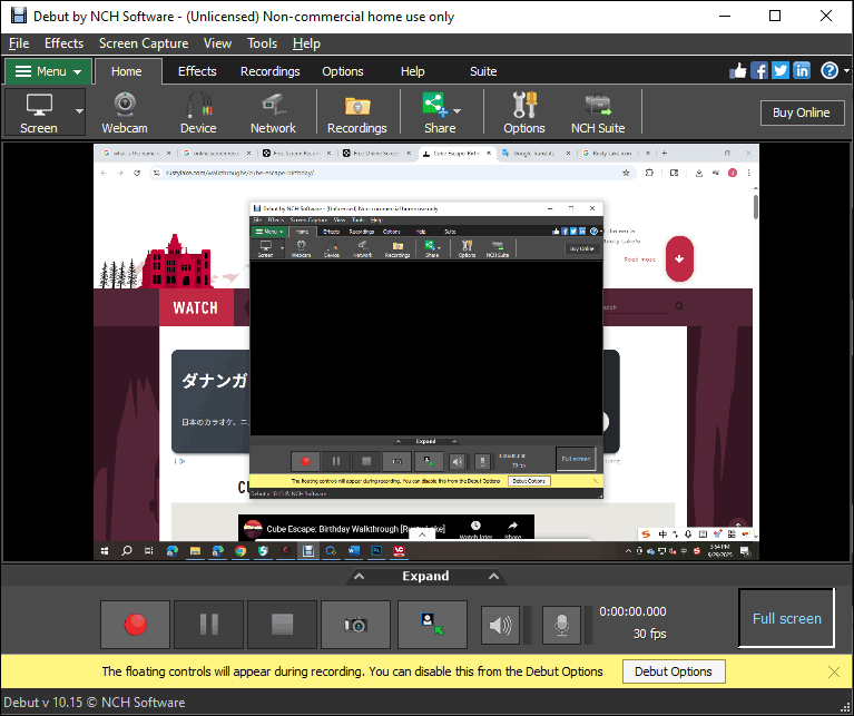 The interface of Debut Video Capture