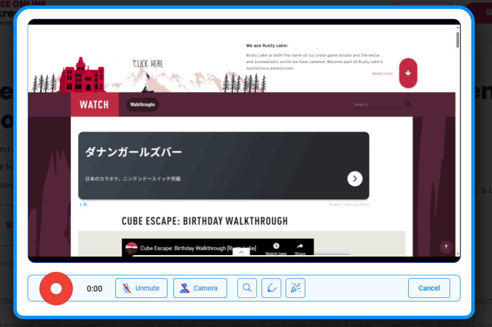 The interface of Online Screen Recorder