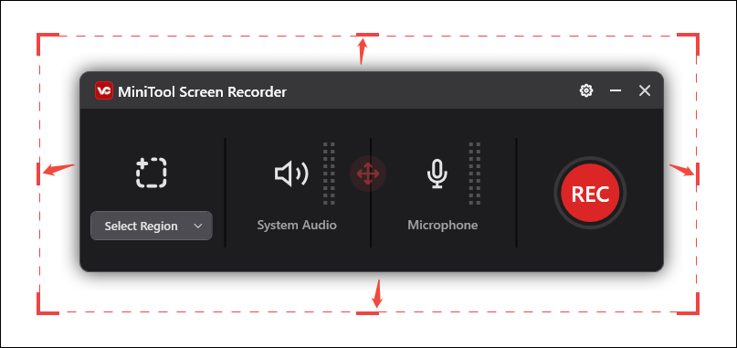 Drag the red dotted border in MiniTool Video Converter to decide the recording region