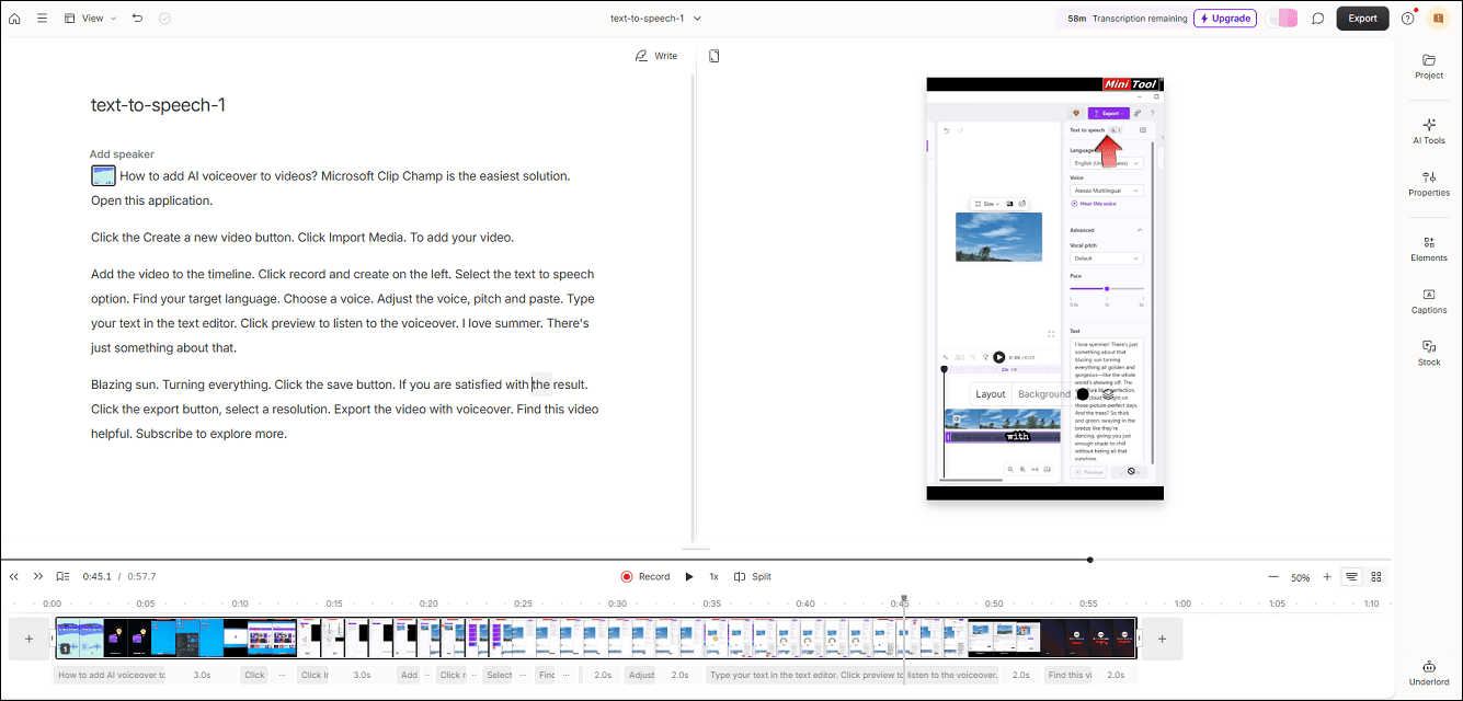 Descript’s speech to text feature