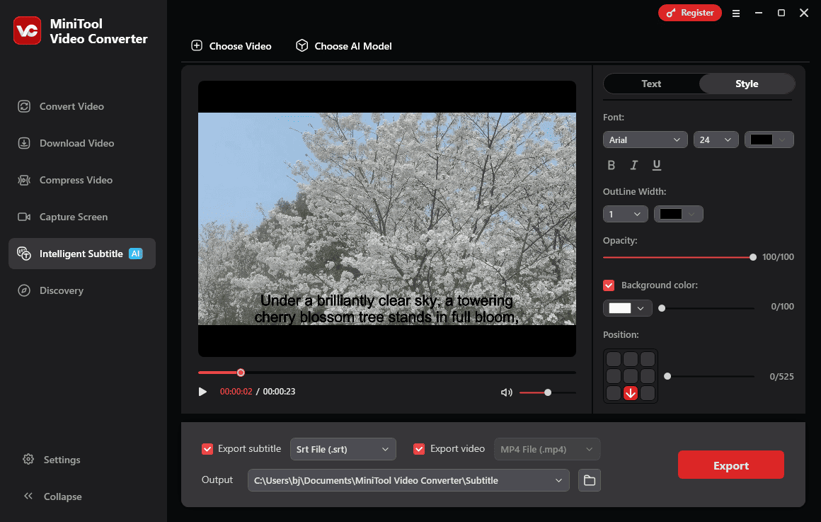 Edit the text and its style in MiniTool Video Converter