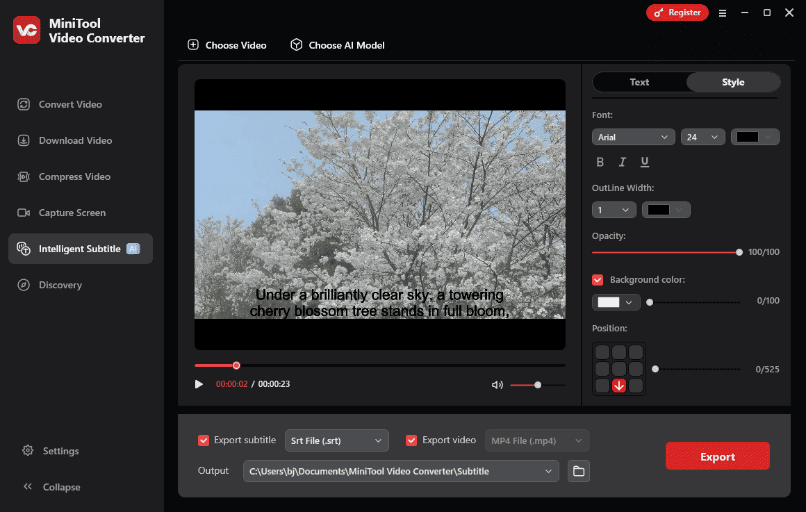 Edit the text and its style in MiniTool Video Converter
