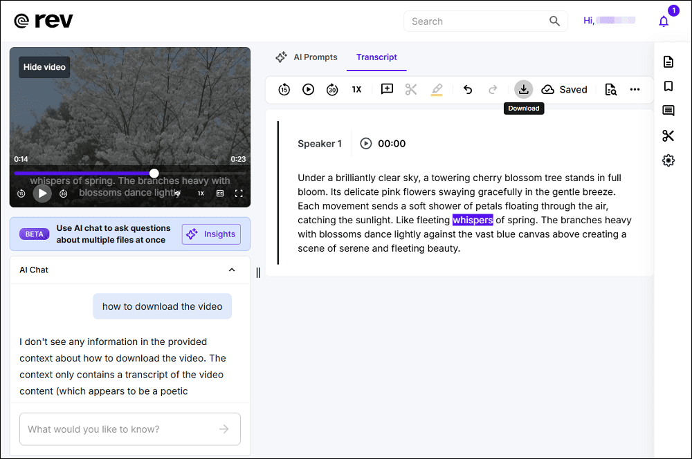 View and edit transcript on Rev.com