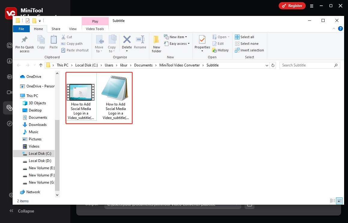 Locate the exported transcriptions and video on your computer