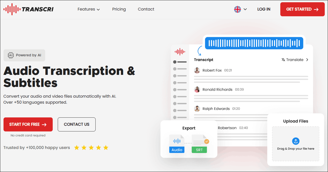 The interface of Transcri.io