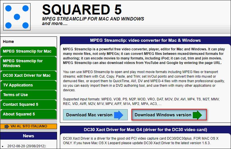 公式サイトからSquared 5をダウンロードする