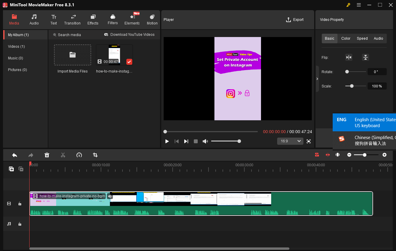 The user interface of MiniTool MovieMaker