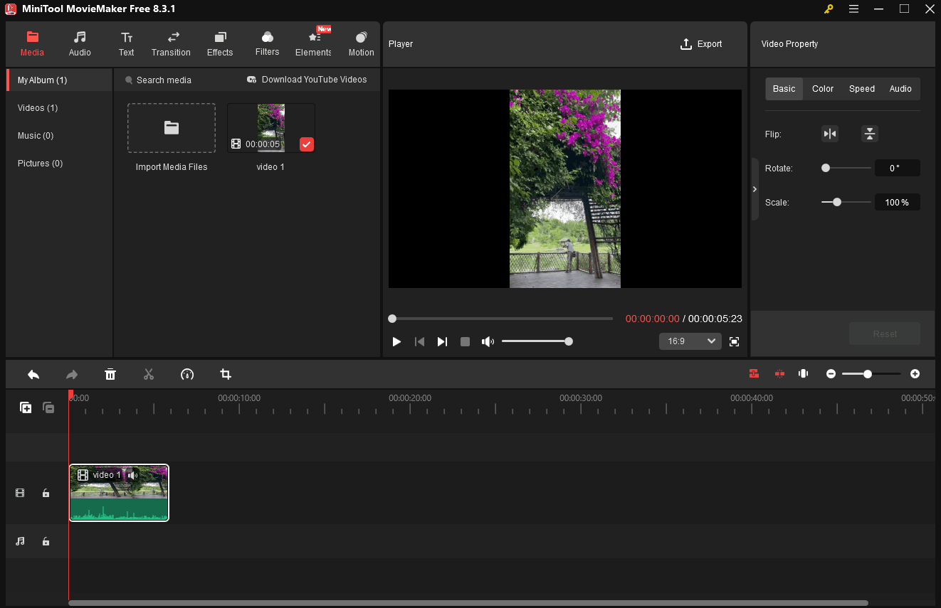 The interface of MiniTool MovieMaker