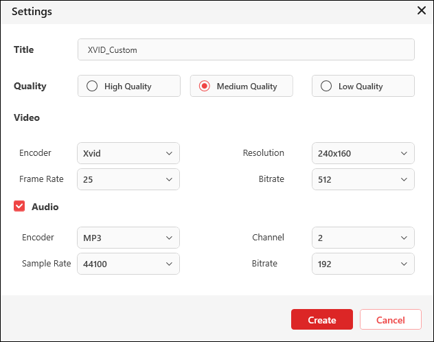 The Settings window of MiniTool Video Converter