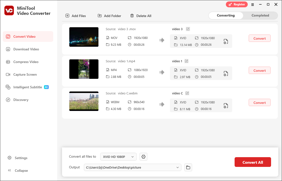 The interface of MiniTool Video Converter